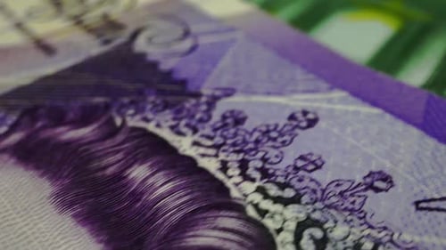 Foreign currency money exchange concept. Many banknotes of different nations.