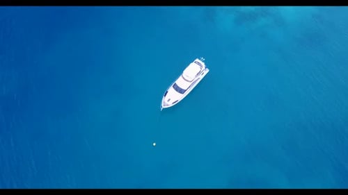 Aerial drone shot sky of paradise sea view beach vacation by shallow sea with white sand background