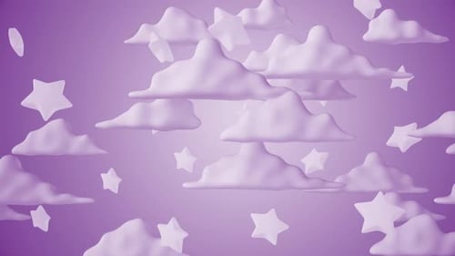 Floating Purple Clouds and Stars Animated Background