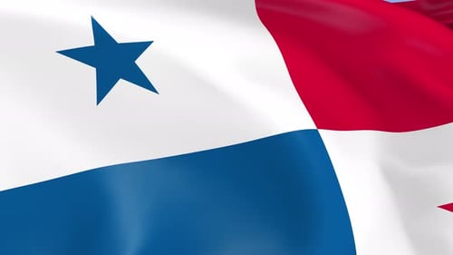 Panama National Flag Waving in Wind with Realistic Fabric Animation