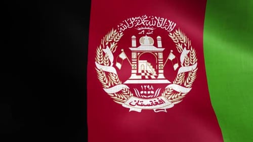 Realistic Waving Flag of Afghanistan with National Emblem