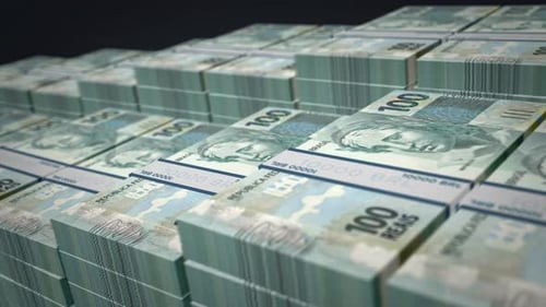 Brazilian Real money banknotes pack seamless loop