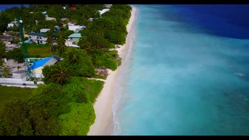 Aerial view nature of beautiful shore beach holiday by turquoise water with white sand background of