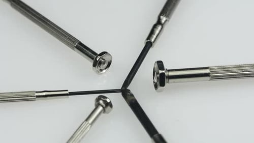 Set of mini screw drivers isolated on white background