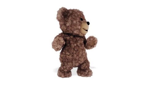 Teddybär glücklich tanzen geschlungen weißen Hintergrund