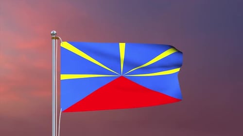 Reunion Island Flag Waving in Realistic 3D Animation