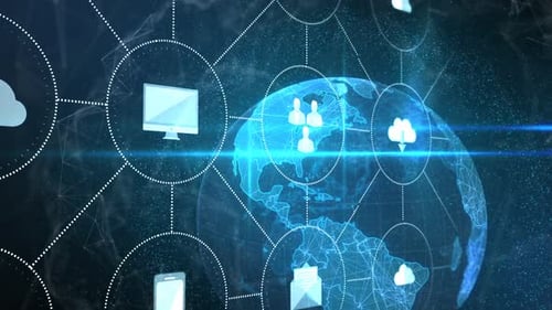 Digital Global Technology Network Connection with Icons