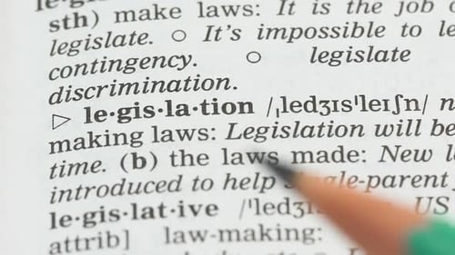 Dictionary Definition of Legislation, Close Up