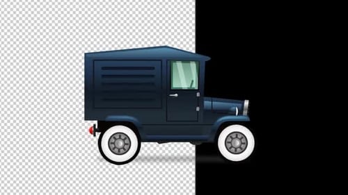 Cartoon Style Blue Vintage Delivery Van Animated Loop