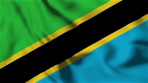 Tanzania National Flag Waving in Realistic Motion