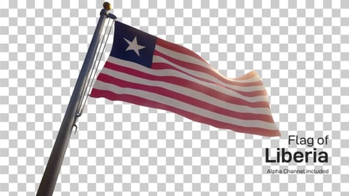 Realistic Liberia Flag Waving with Alpha Channel