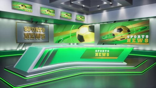 3D Rendering Virtual TV Sport Studio News Backdrop For TV Shows