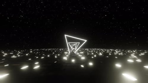 Glowing Geometric Triangle Tunnel Hyperspace Loop