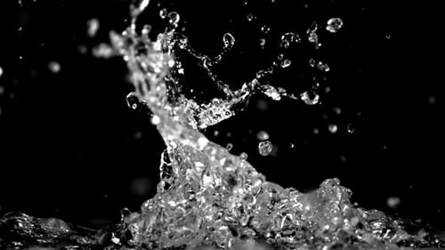 Water Splash in Slow Motion on Black Background