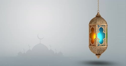 Animated Islamic Lantern Background with Color Changing Lights