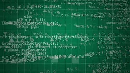 Layers of data scrolling on green background