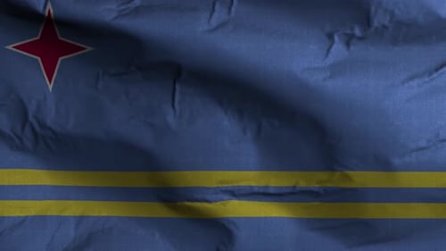 Waving Aruba National Flag Loop with Realistic Fabric Detail