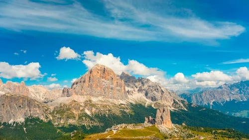 Summer Time Lapse of Dolomites Mountain Fanes and Cortina d Ampesso Italy