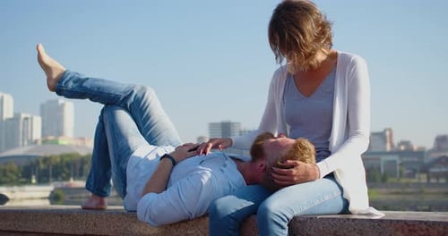 Middle Aged Couple Enjoy Each Other Outdoor