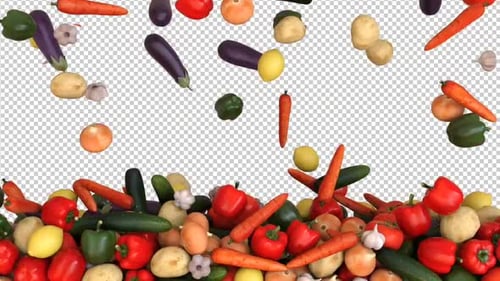 Falling Organic Vegetables Fill Screen