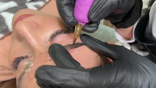 Eyebrow Tattoo Process in a Salon Setting