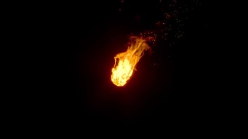 Animated Fireball Element with Fluid Flames and Sparks