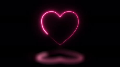 Glowing Pink Neon Heart Line Drawing Loop