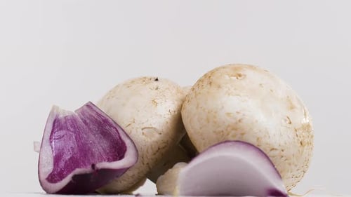 Mushroom, Onion, Garlic Still Life Rotating