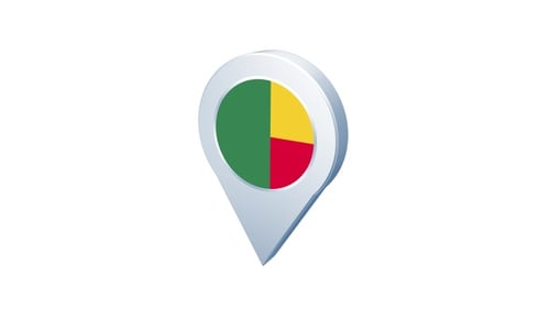 Benin Flag 3D Map Pin Location Pointer Animation