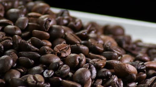 Roasted Coffee Beans Macro Close Up Shot