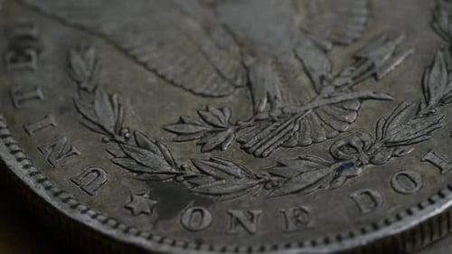 Close Up of Antique Silver Coins