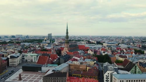 Drone Footage of Riga Aerial View of Riga with Beautiful Buildings Capital