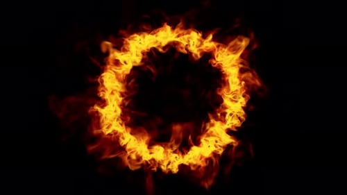 Feuer in einem Kreis — 4k, 30 fps, Alpha, Loop