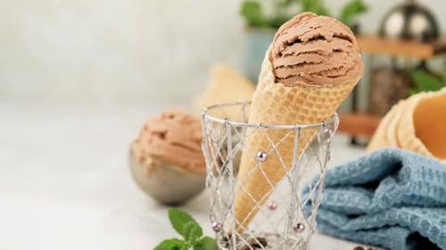 Chocolate Ice Cream Cone Still Life