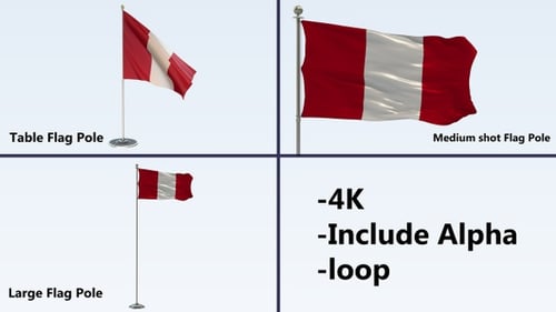 Waving Peruvian Flag Animation Pack with Alpha Channel