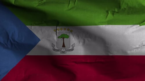 Equatorial Guinea National Flag Waving with Realistic Fabric Texture