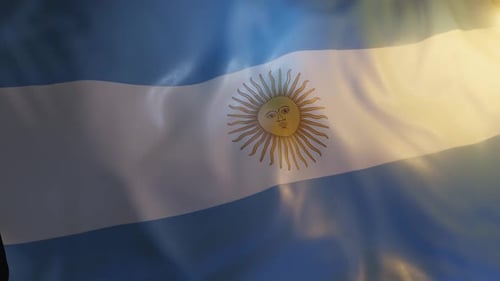 Realistic Argentina National Flag Waving in Slow Motion