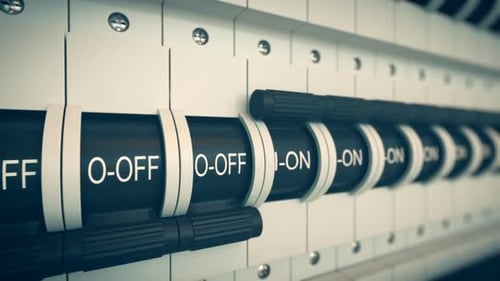 Modern Electrical Circuit Breakers Flipping On and Off