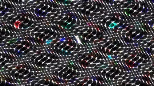 Dynamic White Grid with Colorful Shimmering Lights Abstract Background