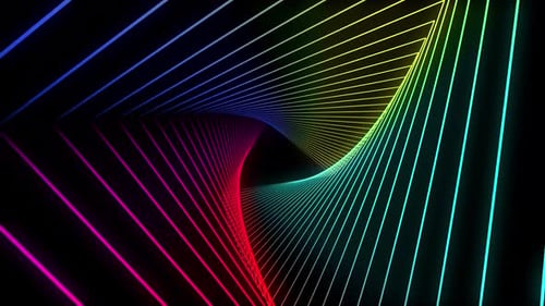 Retro Background Abstract Glowing Futuristic Corridor Triangle Shapes Grid Wireframe Tunnel Motion 4