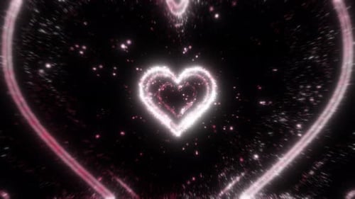 Fireworks In The Shape Of a Hearts. Festive Effect With Harts For Married