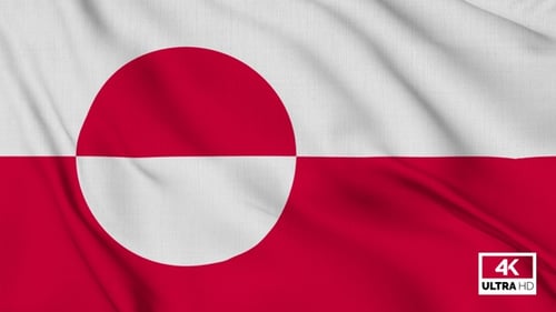 Seamless Loop of Waving Greenland Flag with Fabric Texture