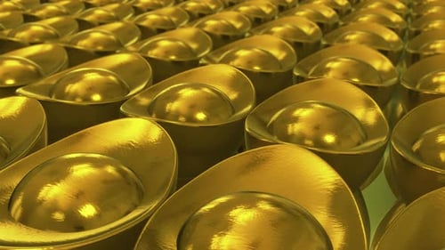 Seamless Loop of Golden Sycee for Financial Prosperity