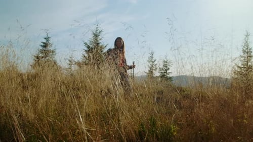Traveler Hiking in Mountain Landscape