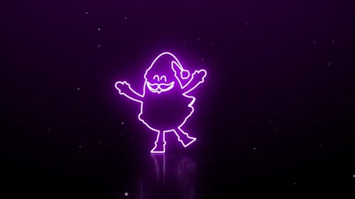 Glowing Neon Santa Claus Christmas Logo Reveal Animation