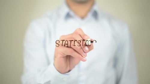 Man Writes Statistics on Clear Screen