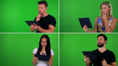 Compilation (Montage) - People Work on Tablet - Green Screen Studio
