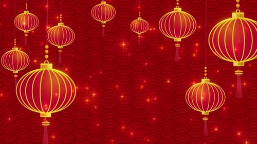 Animated Red Chinese Lanterns Celebration Background
