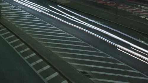 Lights Of Cars On The Road Of A Big Night City, Timelapse, Bridge, Headlights, Road
