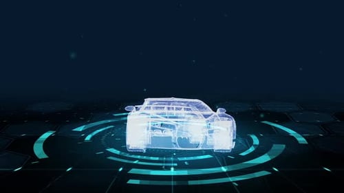 Futuristic Holographic Sports Car Wireframe Animation